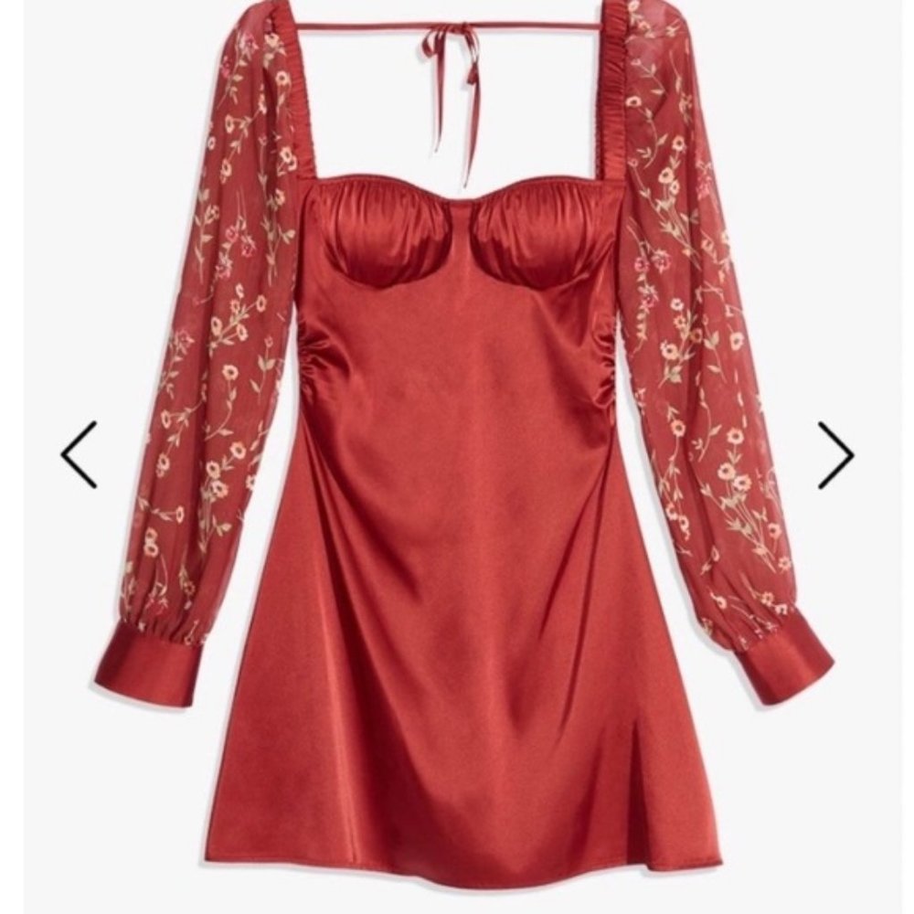 Puff Sleeve Roses And Daises Mini Dress